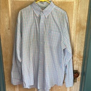 Southern Tide Men's Plaid Button-Down Shirt in Blue, Orange and White